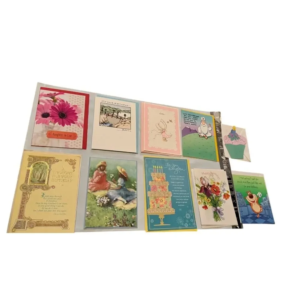 Lot 10 Birthday Cards Hallmark Shoebox Heartline Mixed‎ Designs with Envelopes